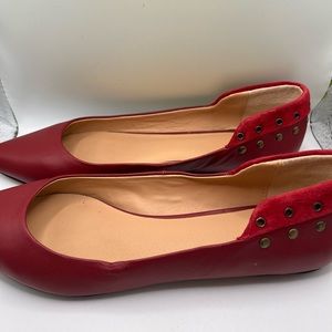 Joe’s Jeans Burgundy Red  Pointed Toe Studded Flats. Size 7.5